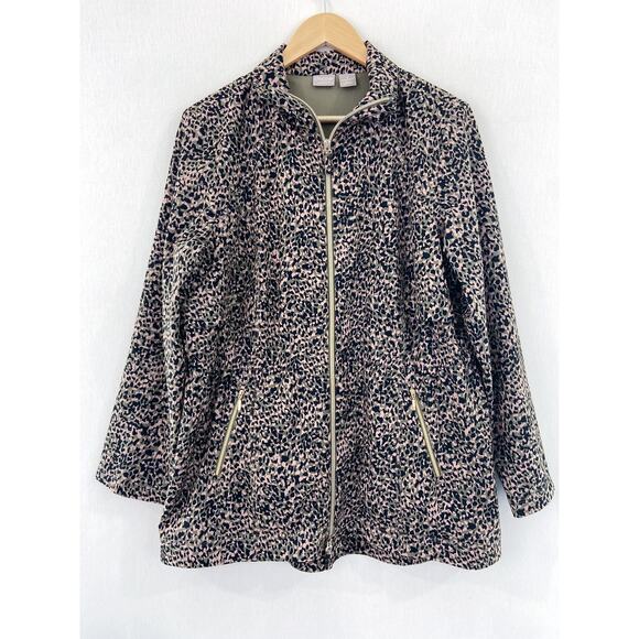 Chico's Zenergy Printed Anorak Jacket sz 12 Camo Animal Print Neema UPF - Picture 2 of 7